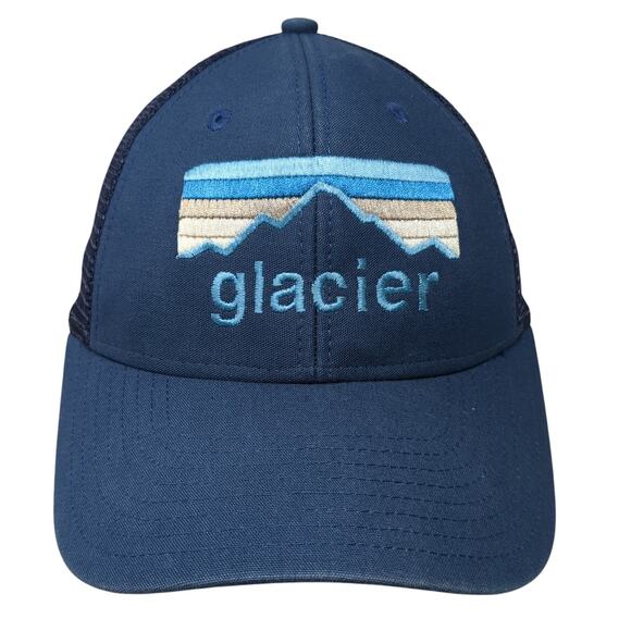 Glacier Snapback Trucker Hat Blue One Size Adjustable Mesh Back 6 Panel Ouray - Picture 1 of 9